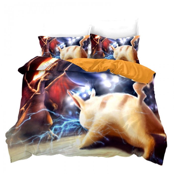 Housse de Couette Pokemon Dracaufeu VS Pikachu