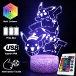 Lampe Pokemon 3D Triple Pikachu