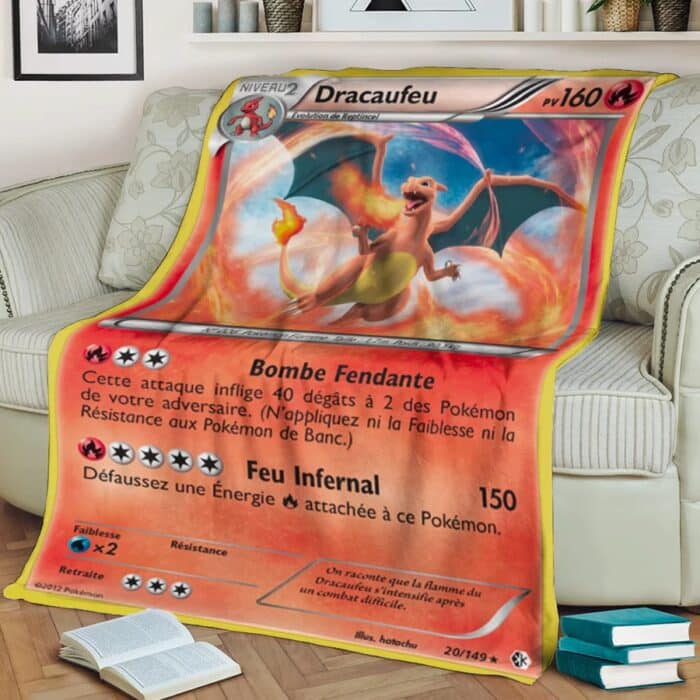 Plaid Carte Pokemon Dracaufeu