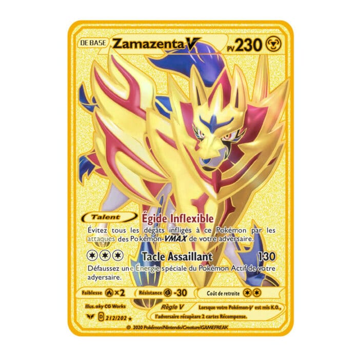 Carte Gold en Metal Pokemon Zamazenta